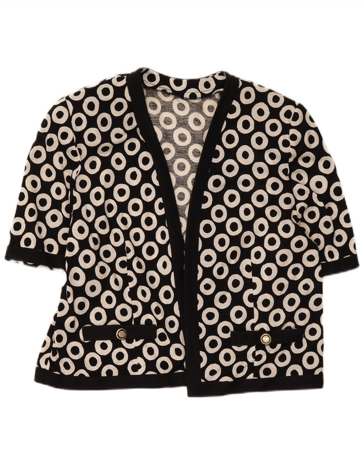 Conjunto vintage feminino de 2 peças UK 16 grande preto geométrico