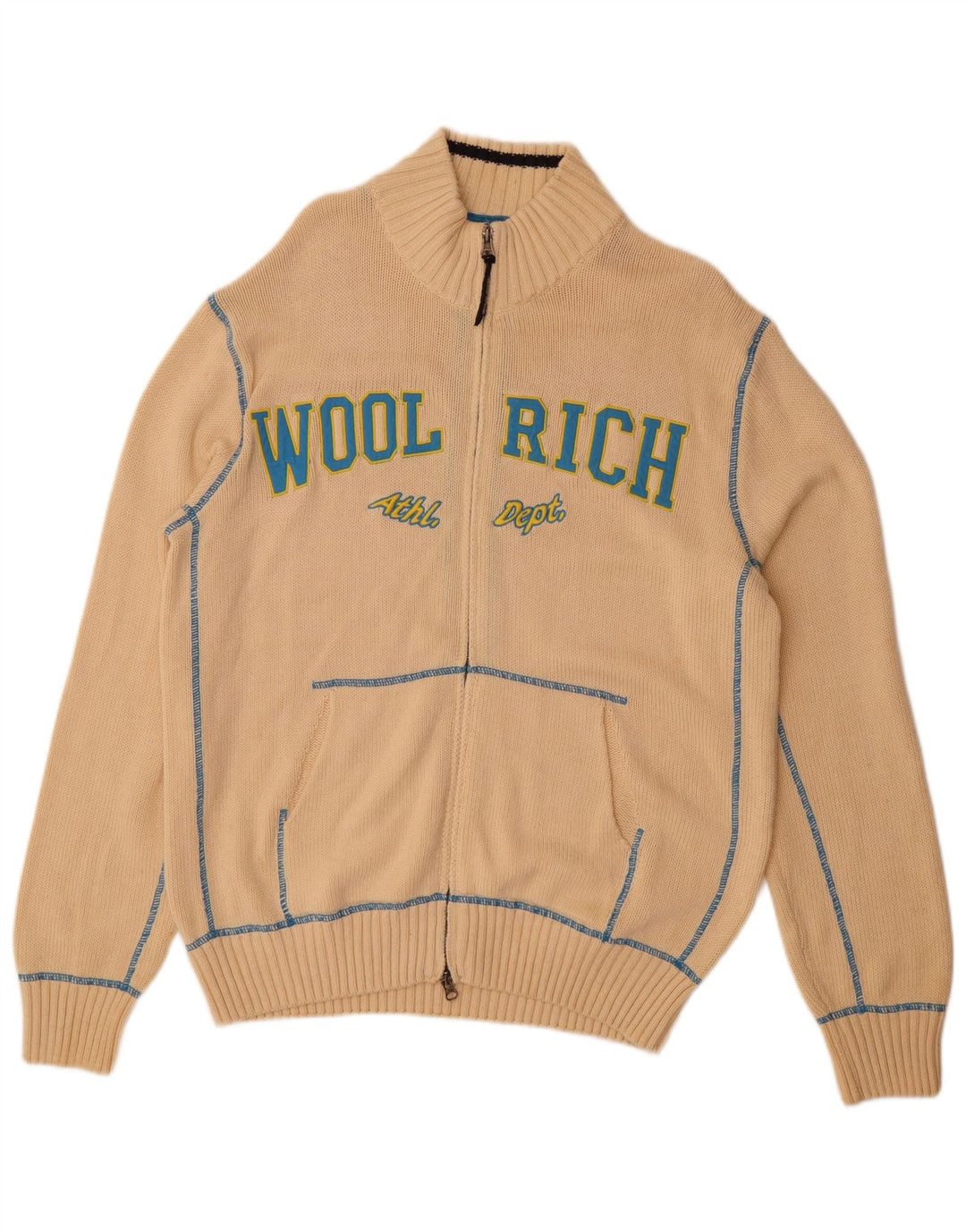 Suéter cardigã masculino WOOLRICH algodão bege XL