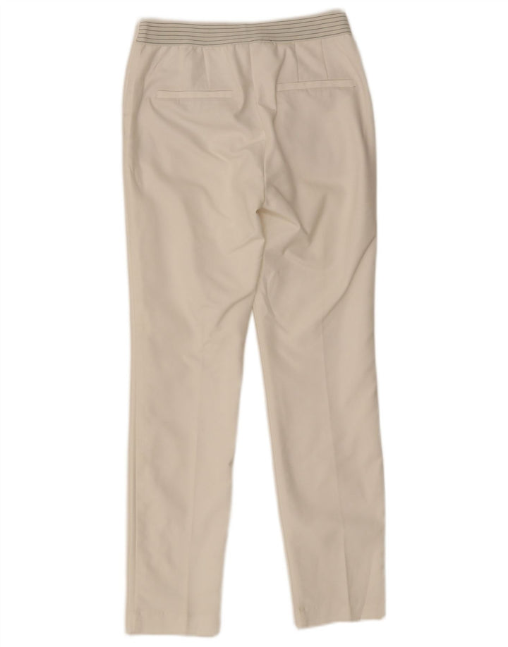 ZARA Calça Chino Feminina Slim Pequena W26 L28 Poliéster Branco