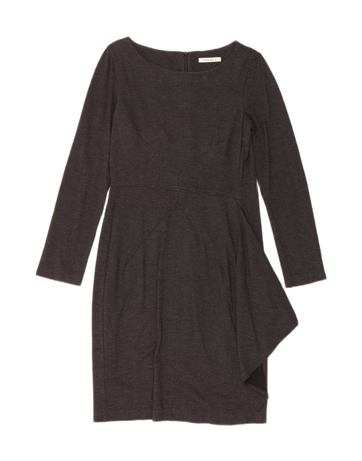 Vestido feminino Marella com bainha de manga comprida Reino Unido 12 espinha de peixe cinza médio