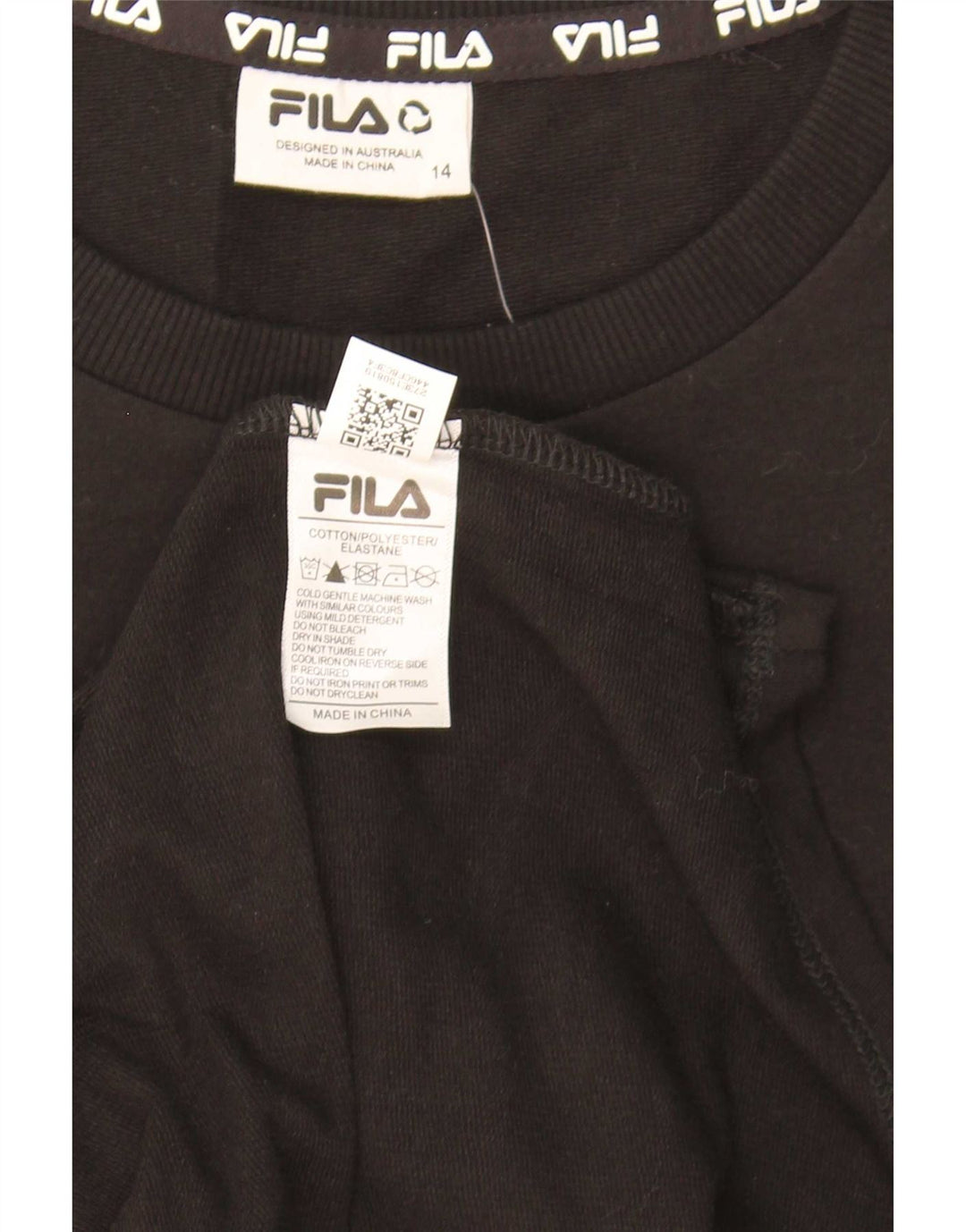 Fila Vestido Feminino Gráfico Básico UK 14 Médio Algodão Preto