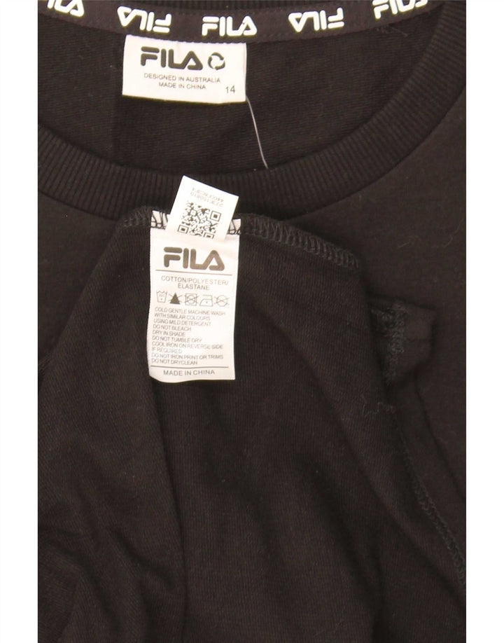 Fila Vestido Feminino Gráfico Básico UK 14 Médio Algodão Preto