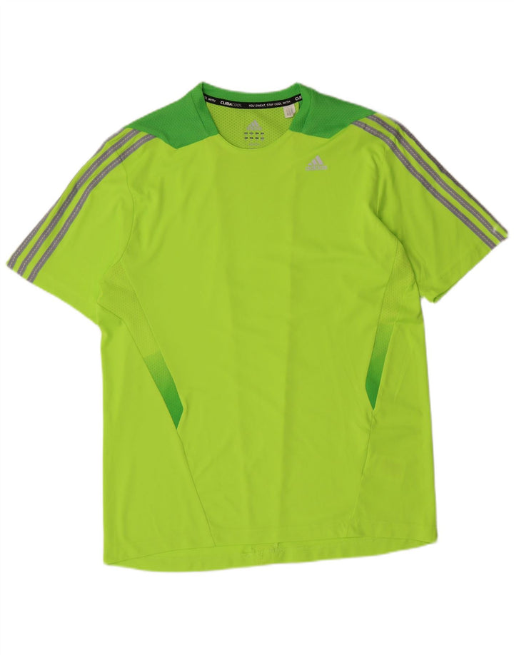 Camiseta masculina regular adidas média verde listrada poliéster esportiva