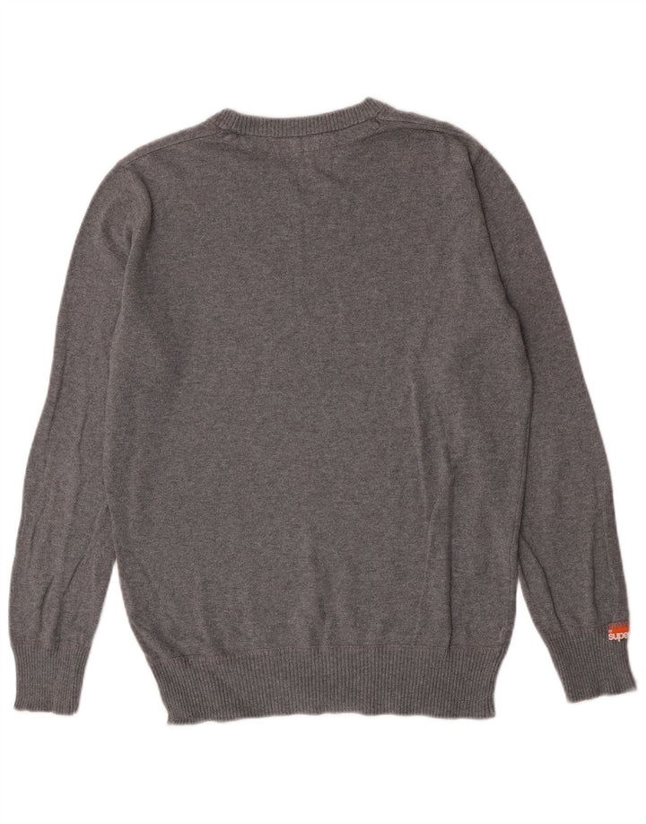 Suéter masculino Superdry com gola canoa e algodão manchado cinza pequeno