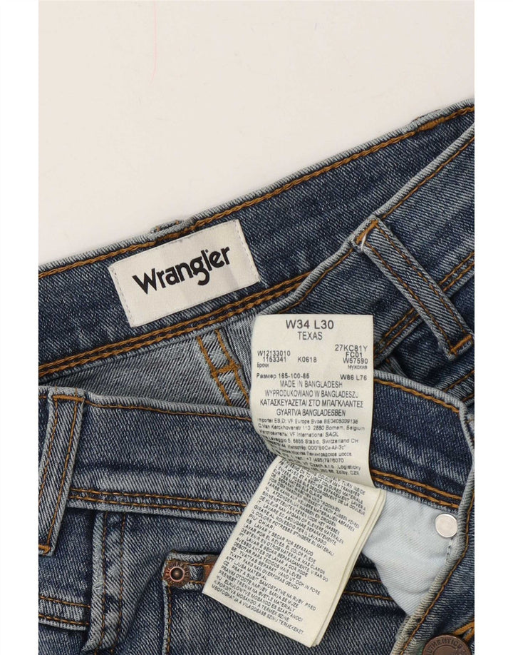 Wrangler Masculino Texas Straight Jeans W34 L30 Azul Algodão