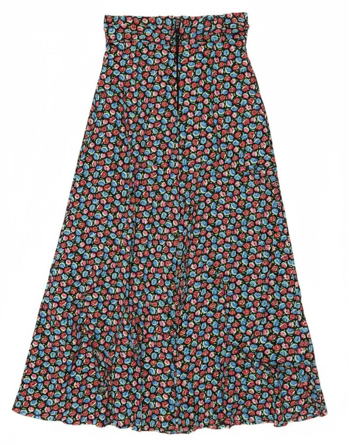 Saia maxi feminina vintage W31 grande floral multicolorido