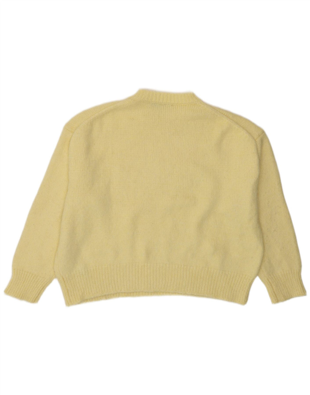 Zara Suéter feminino cropped oversized com gola redonda Reino Unido 14 médio amarelo