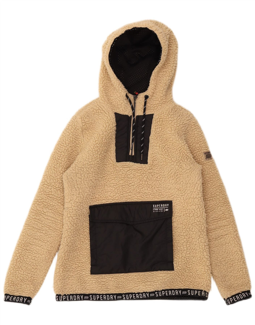 Superdry Womens Oversized Graphic Fleece Jumper Reino Unido 8 Pequeno Bege