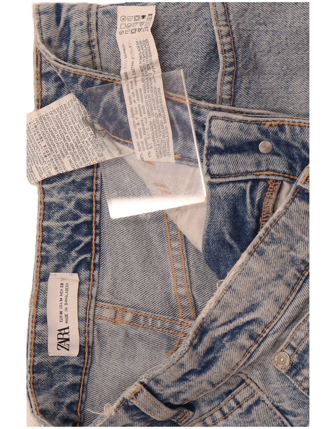 Saia jeans feminina Zara médio W28 algodão azul