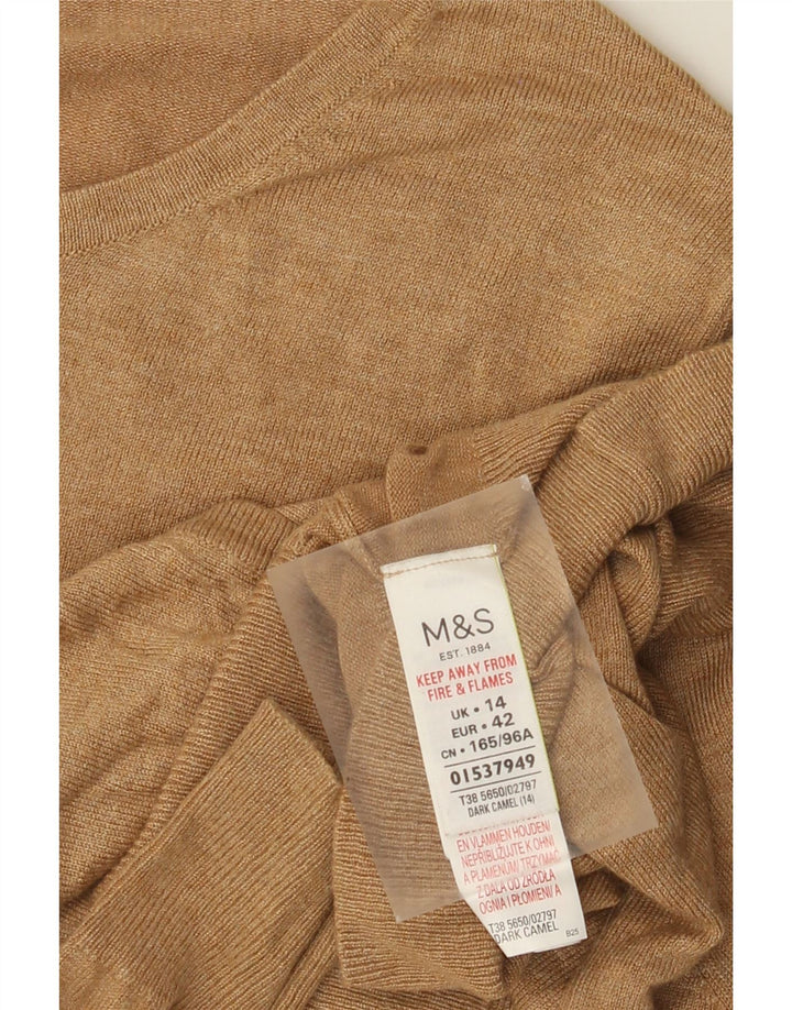 Suéter cardigã feminino Marks & Spencer Reino Unido 14 grande viscose bege