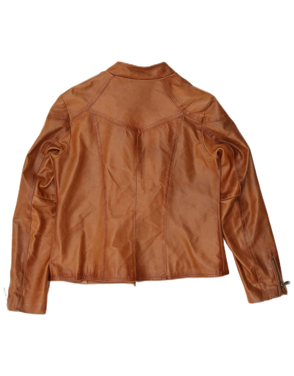 Jaqueta feminina de couro para motociclista Bata UK 14 grande marrom