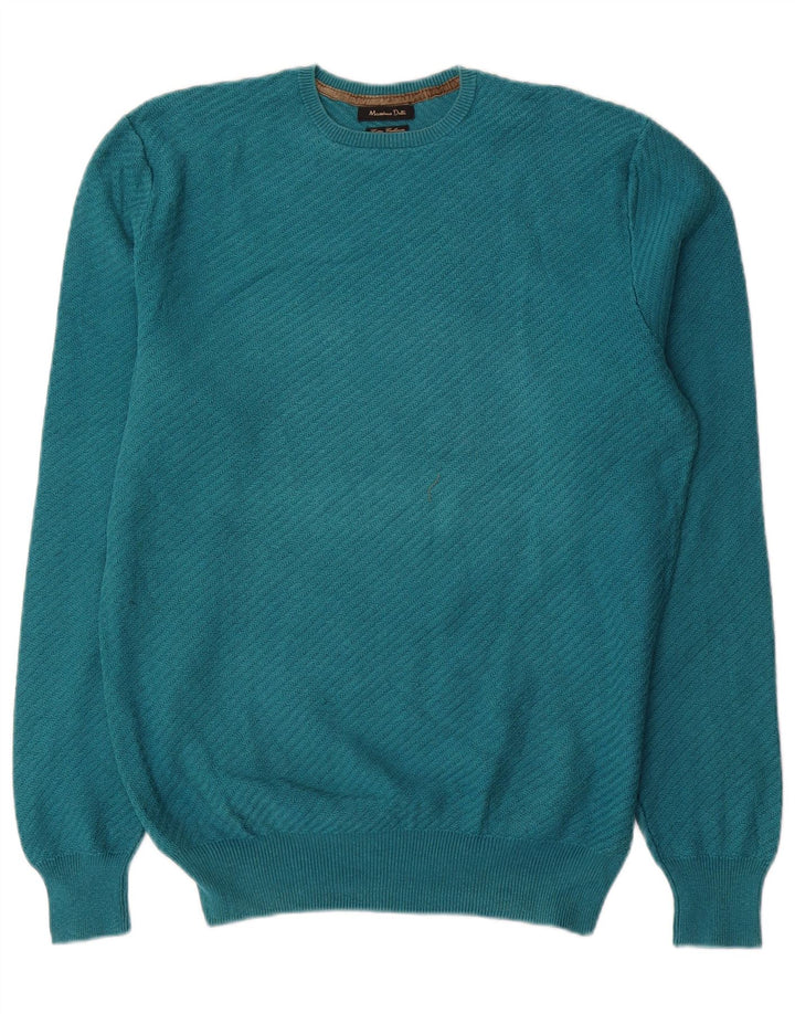 Suéter masculino Massimo Dutti com gola redonda e algodão azul médio