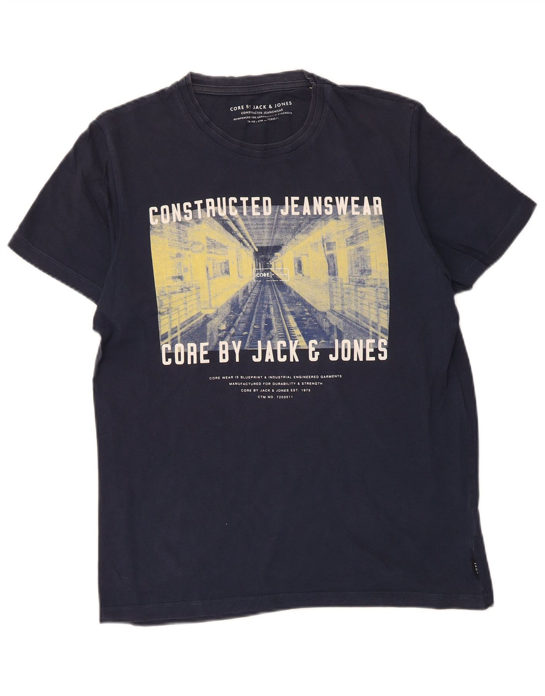Camiseta gráfica masculina JACK & JONES pequena azul marinho