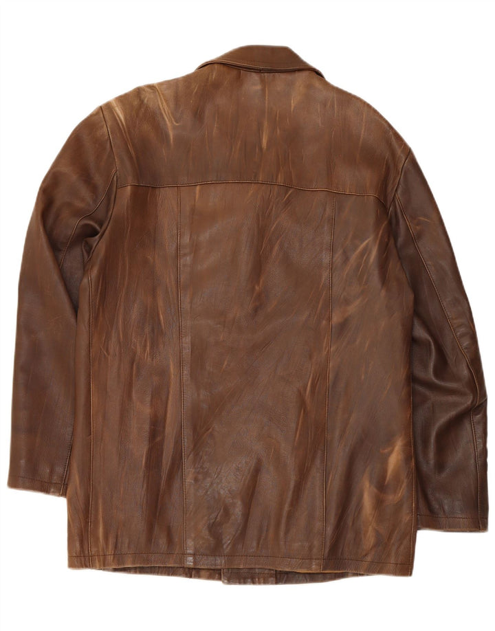 Jaqueta de couro masculina vintage UK 38 marrom médio
