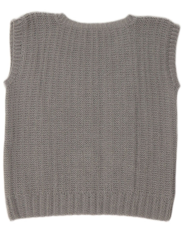 Top feminino colete vintage UK 14 cinza médio