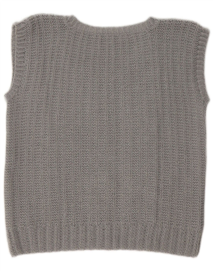 Top feminino colete vintage UK 14 cinza médio