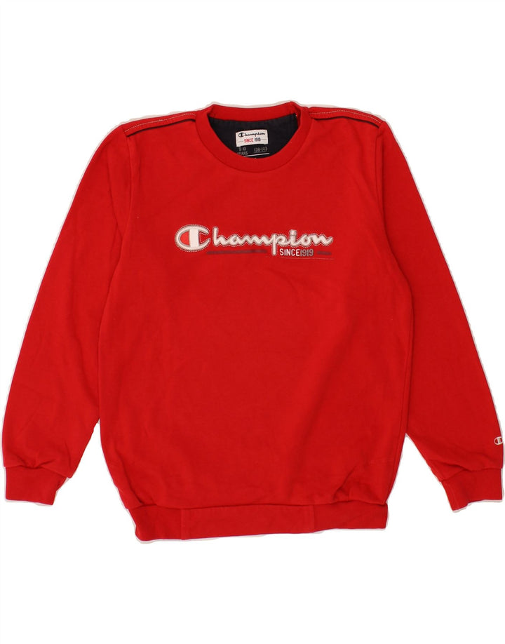 CHAMPION Girls Graphic Sweatshirt Jumper 9-10 Years Red Cotton Vintage Champion and Second-Hand Champion from Messina Hembry 