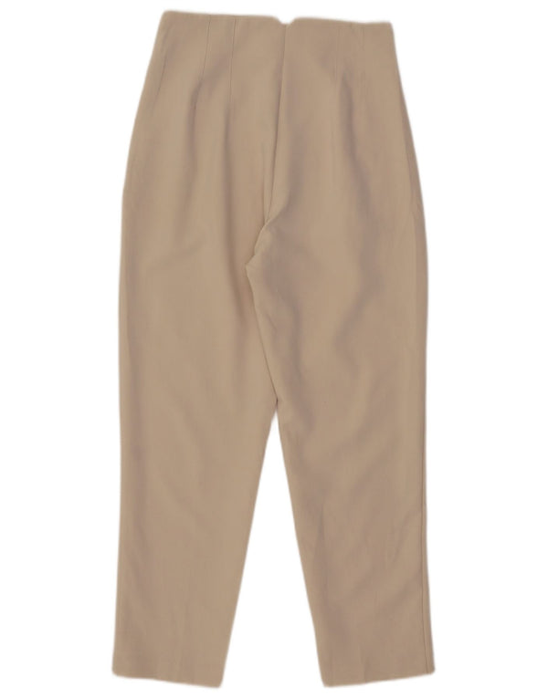 Zara Calça masculina de cintura alta cônica média W28 L27 poliéster bege