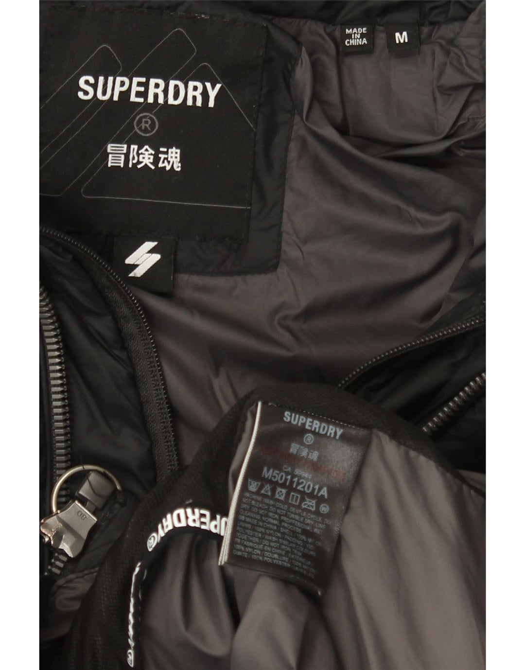 Jaqueta acolchoada com capuz masculina Superdry UK 38 médio preto nylon