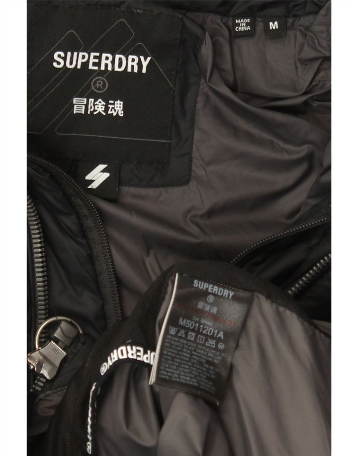 Jaqueta acolchoada com capuz masculina Superdry UK 38 médio preto nylon