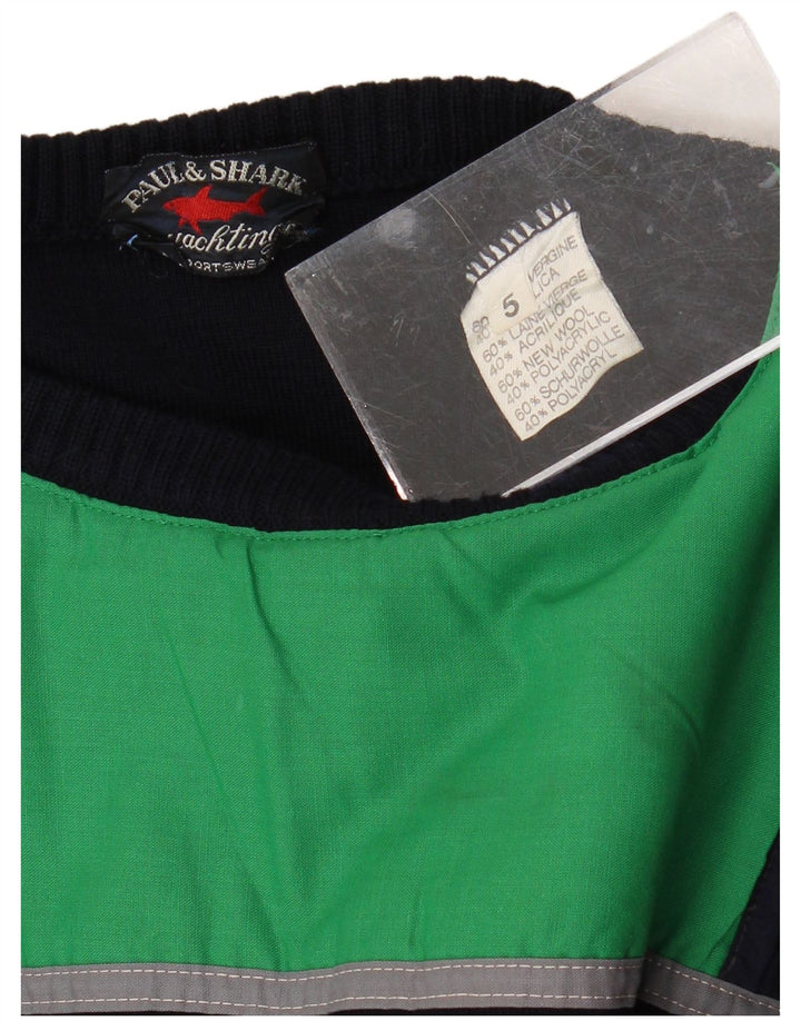 Suéter masculino Paul & Shark com zíper e gola em lã virgem azul marinho médio