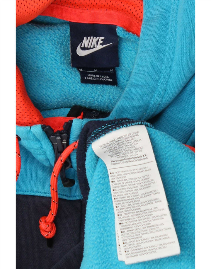 Suéter masculino Nike com capuz e zíper azul médio algodão colorblock