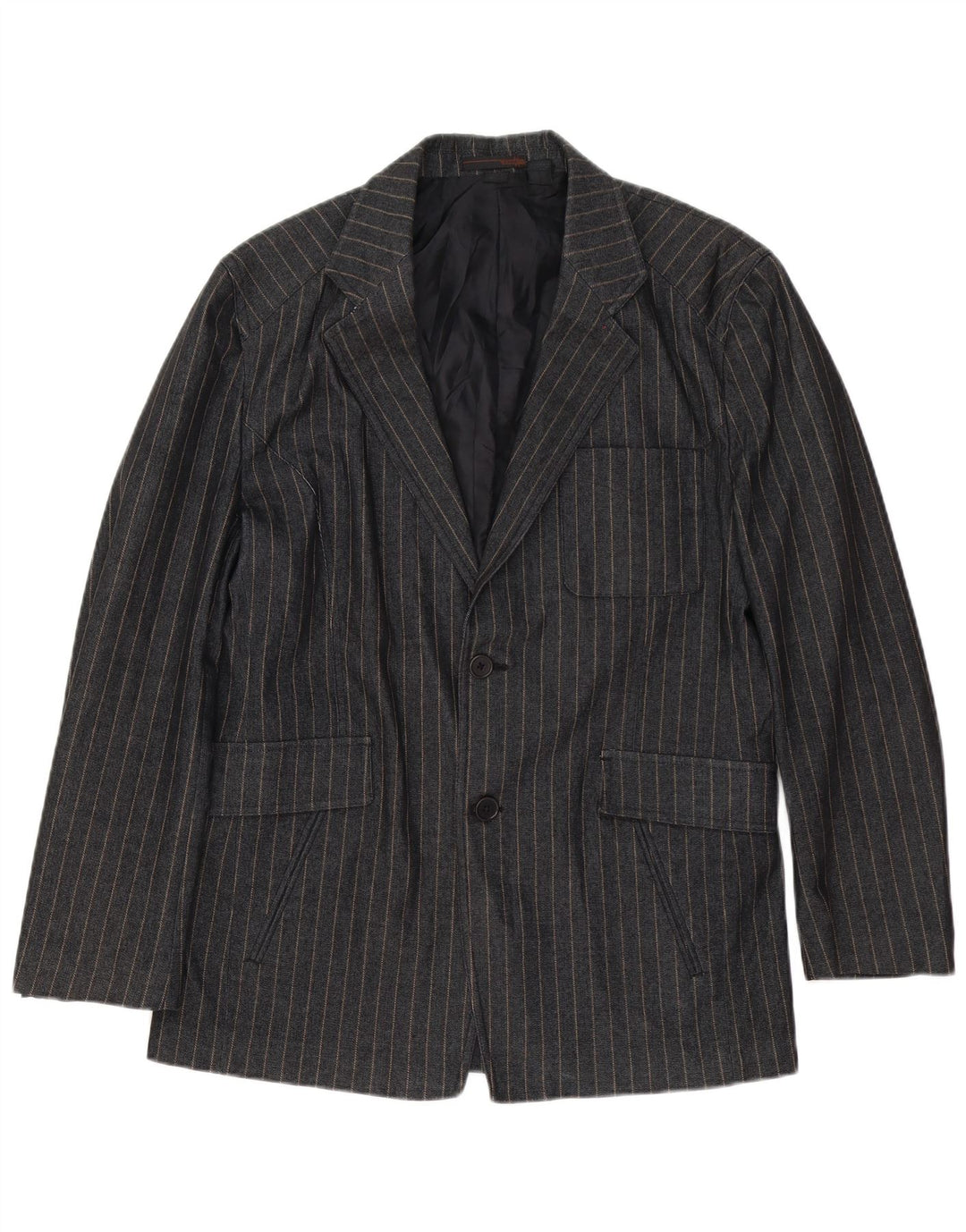 Zara Jaqueta Blazer Masculina UK 38 Algodão Listrado Cinza Médio