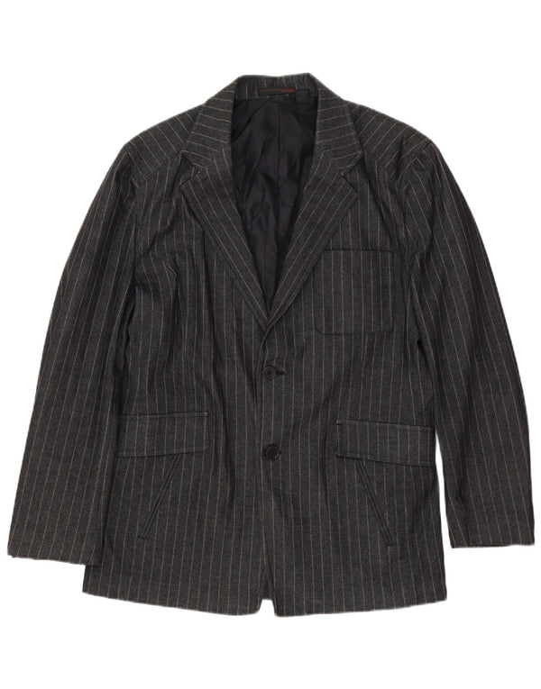 Zara Jaqueta Blazer Masculina UK 38 Algodão Listrado Cinza Médio
