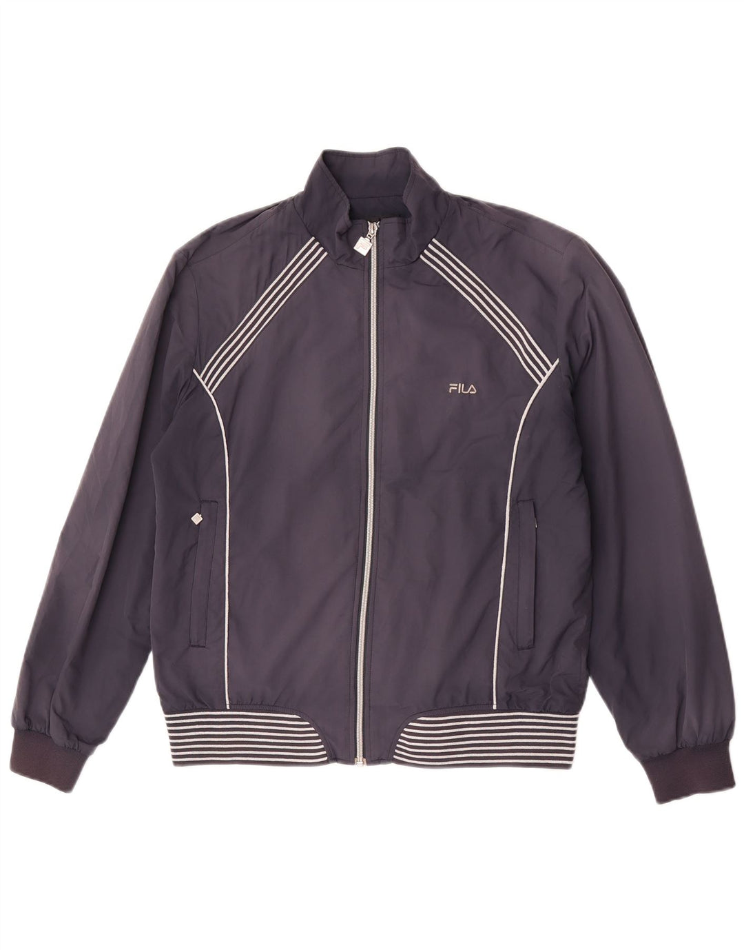 Jaqueta bomber feminina Fila UK 18 XL poliéster listrado azul marinho