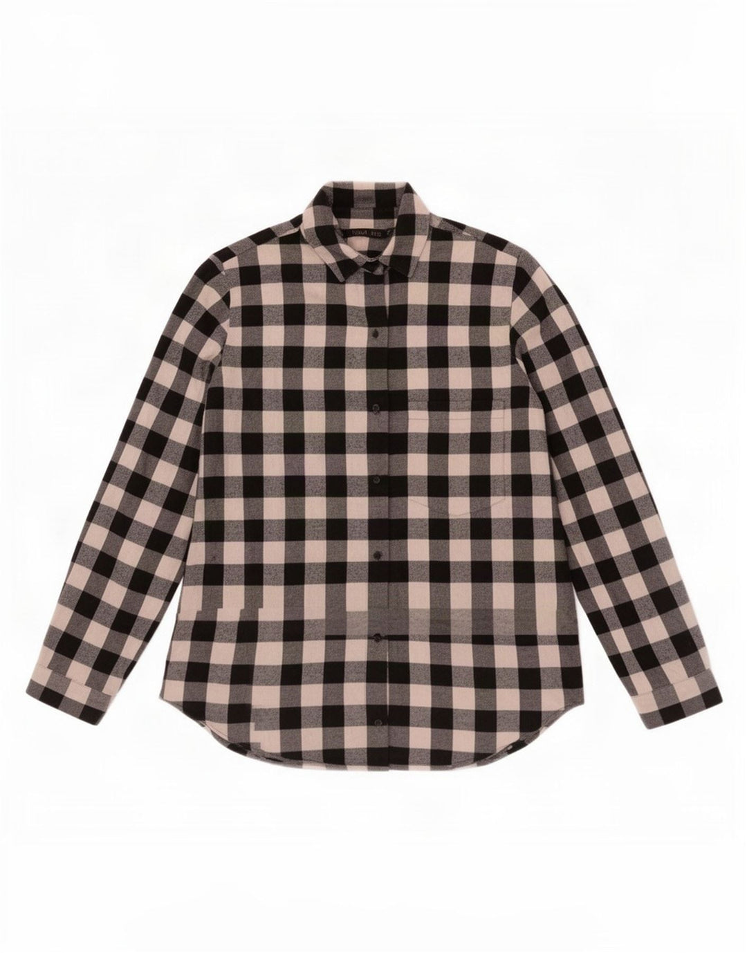 Camisa feminina Zara Reino Unido 14 grande algodão guingão preto