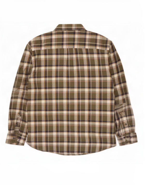 Camisa masculina de flanela Marks & Spencer 2XL algodão xadrez verde