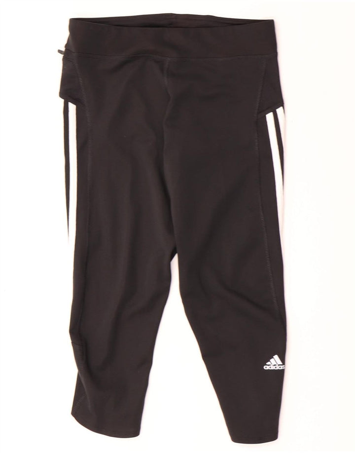 ADIDAS Womens Climalite Capri Leggings UK 12 Médio Preto Poliéster