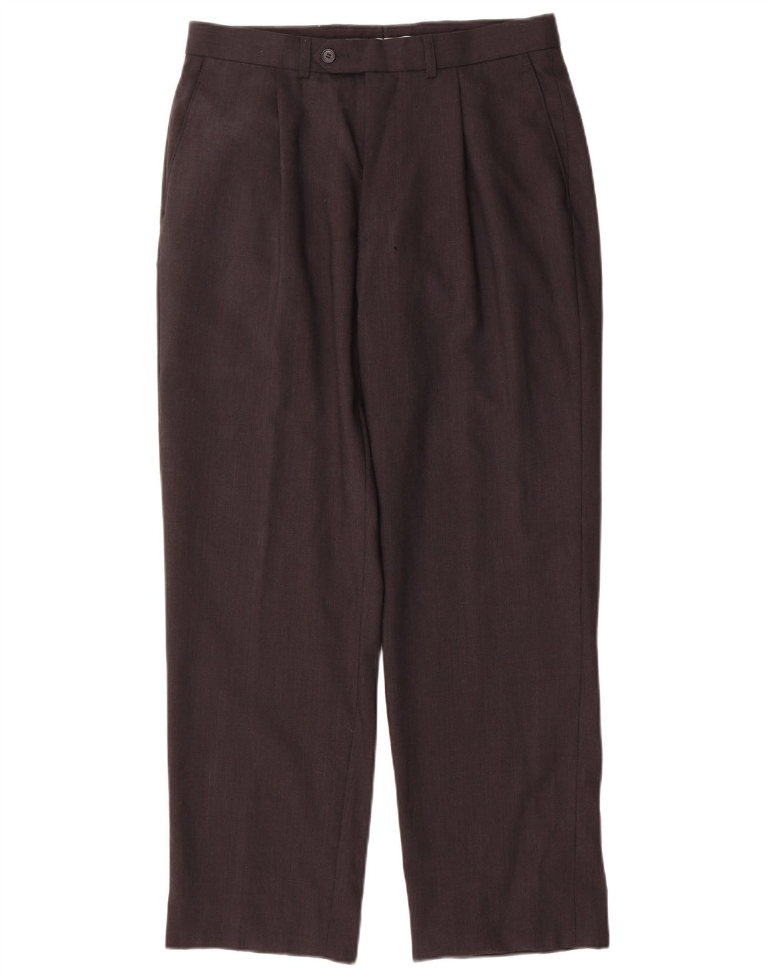 Calça masculina Marks & Spencer com pegged terno W32 L29 lã marrom