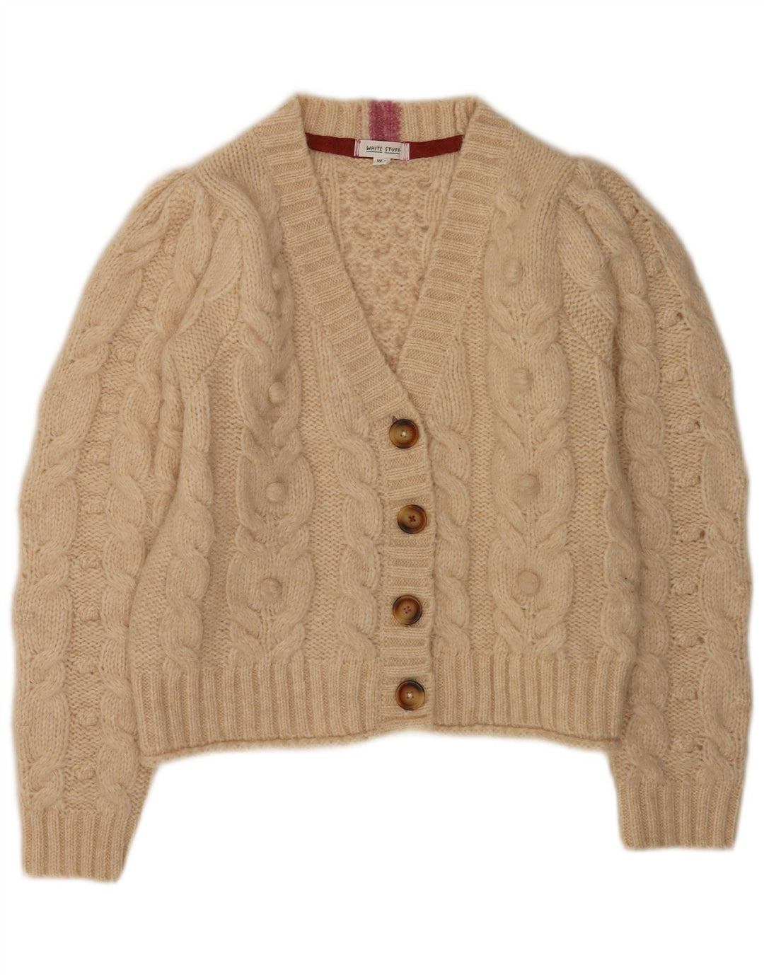Camisola Cardigan Feminina White Stuff UK 16 Grande Poliéster Bege