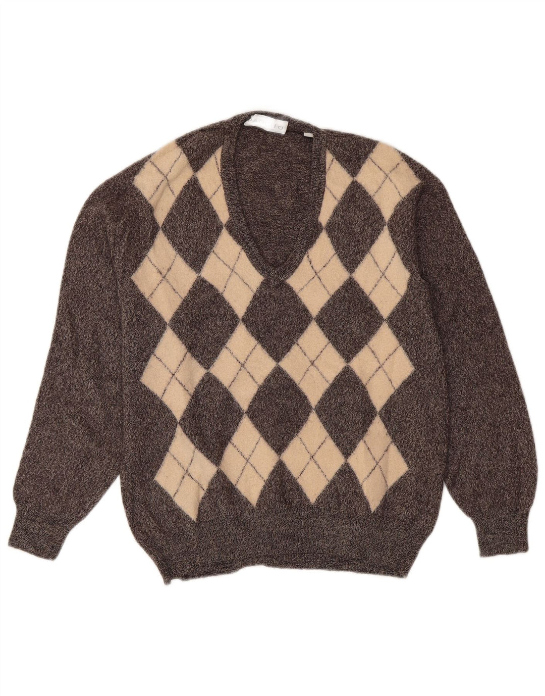 Suéter feminino PAQUITO com decote em V Reino Unido 14 cinza médio Argyle/Diamante