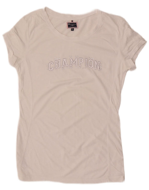 Champion Womens Graphic T-Shirt Top UK 12 Medium White