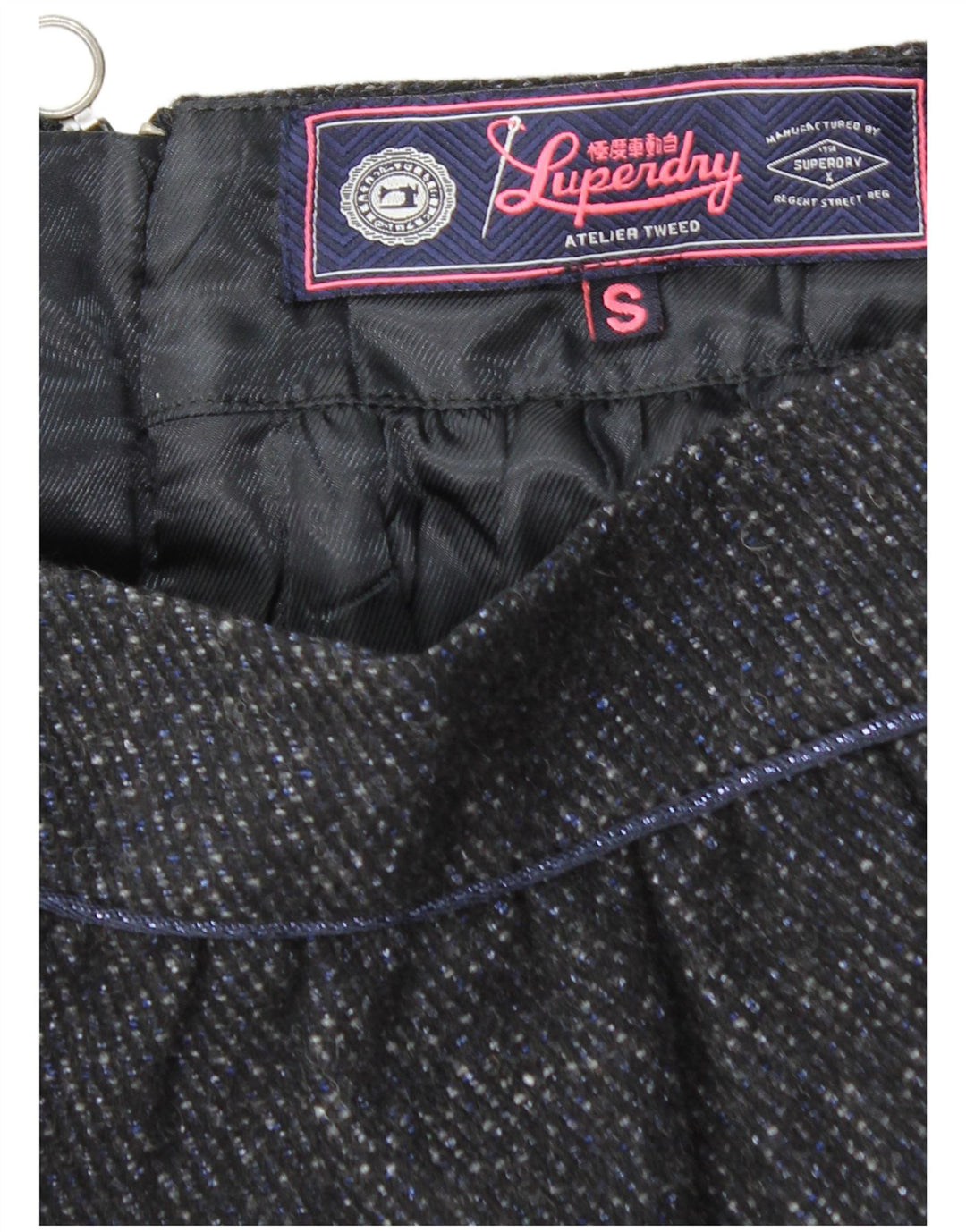 Minissaia feminina SUPERDRY pequena W27 poliéster manchado cinza