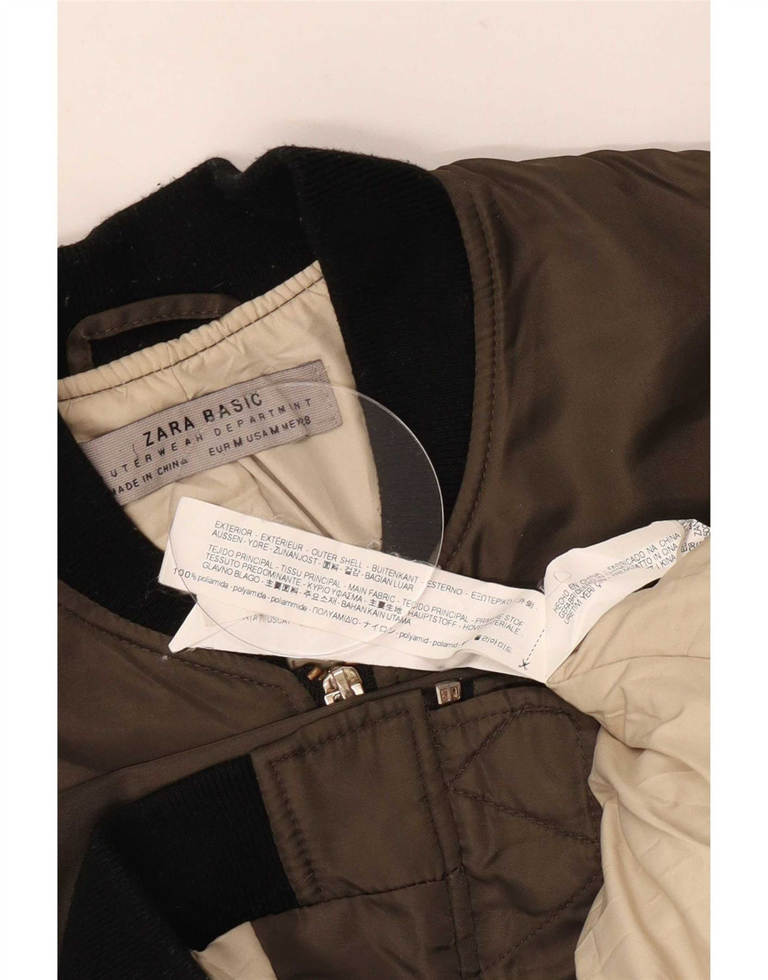 Zara Jaqueta bomber feminina oversized UK 14 Medium Khaki Colourblock