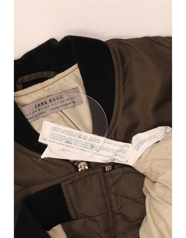 Zara Jaqueta bomber feminina oversized UK 14 Medium Khaki Colourblock