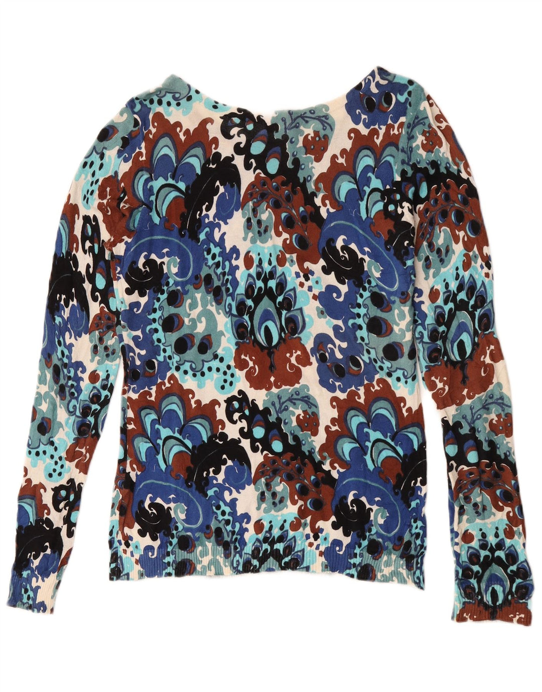 J. Crew Suéter feminino com gola canoa Reino Unido 12 Paisley médio multicolorido