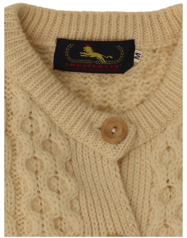 Suéter Cardigan Feminino Vintage UK 14 Médio Bege
