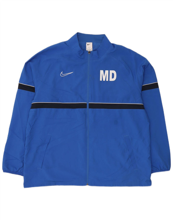 Nike Mens Graphic Tracksuit Top Jacket 2XL poliéster listrado azul