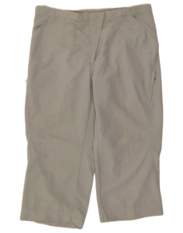 ADIDAS Womens Capri Calças de treino UK 14 Médio Verde Poliamida Esportes