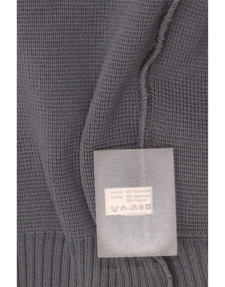 Suéter Cardigan Masculino Vintage EU 40 Lã Cinza Médio