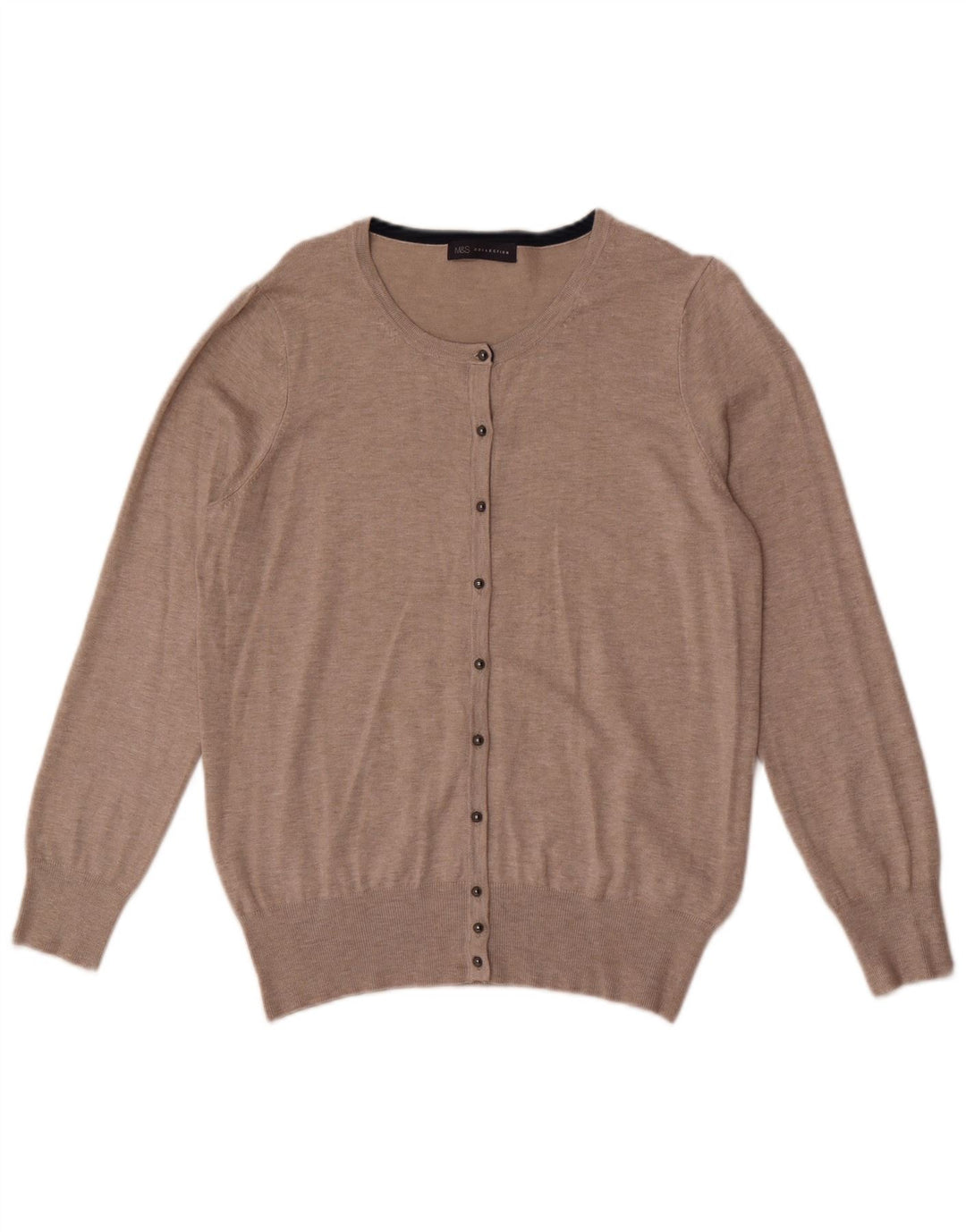 Suéter cardigã feminino Marks & Spencer Reino Unido 16 grande viscose bege