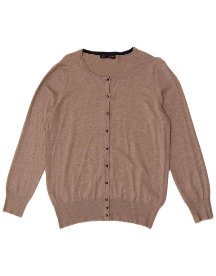 Suéter cardigã feminino Marks & Spencer Reino Unido 16 grande viscose bege