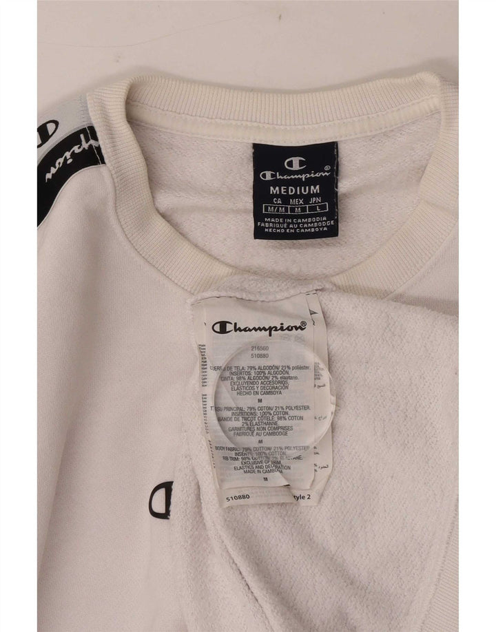 Champion masculino gráfico moletom jumper médio branco colorblock algodão