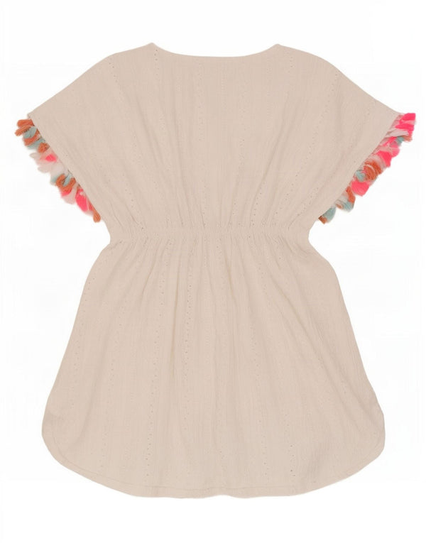 Vestido feminino Lipsy Beach Kaftan UK 8 pequeno branco
