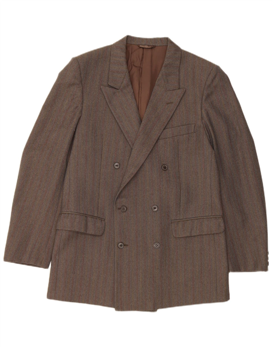 Jaqueta blazer masculina vintage com peito duplo IT 50 riscas grandes cinza