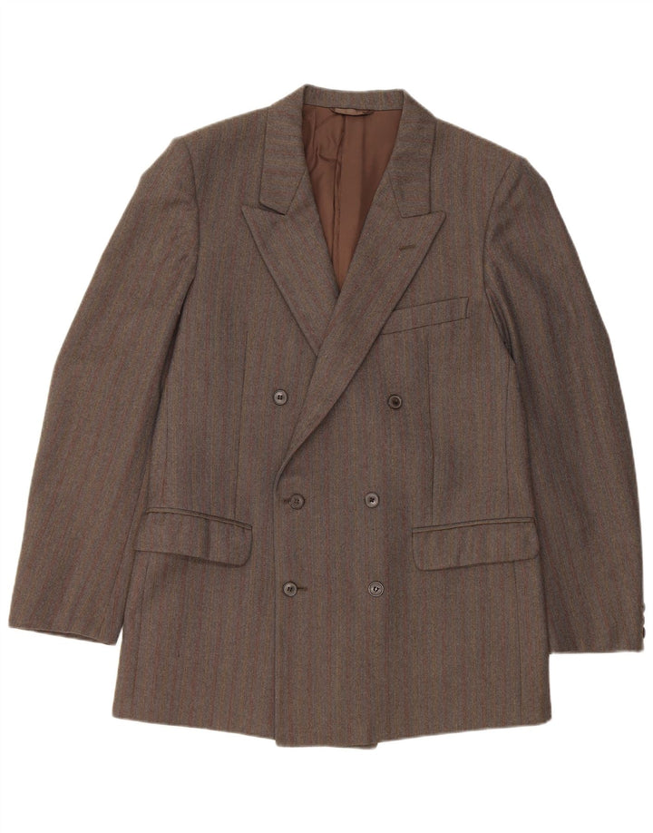 Jaqueta blazer masculina vintage com peito duplo IT 50 riscas grandes cinza